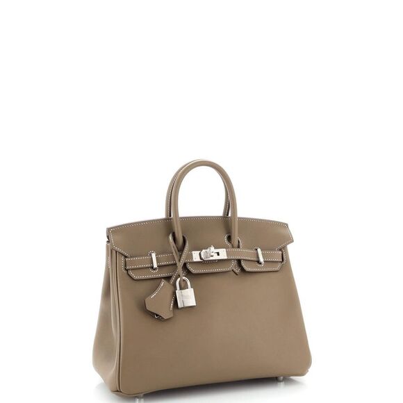 Hermes Birkin Handbag Grey Swift with Palladium Hardware 25 Neutral - Picture 3 of 11